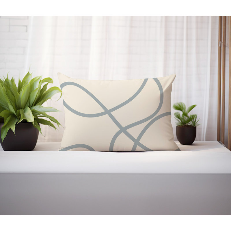 Coussin lombaire réversible intérieur / extérieur Jai Abstract, H 14 po x l 20 po, Gris