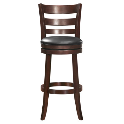 Solid Wood 360-Degree Swivel Bar Chair, Dark Cherry Finish, Comfortable Footrest, 250Lbs Weight Capacity Style Rotating Material, Constituent