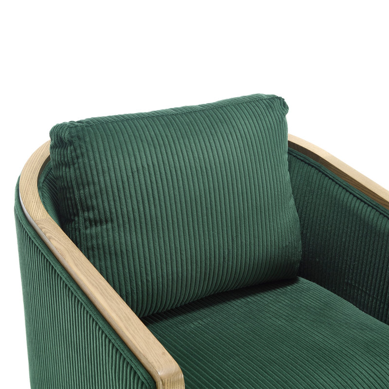 Swivel Barrel Chair, 360 Degree Swivel Barrel Club Chair, Emerald Corduroy