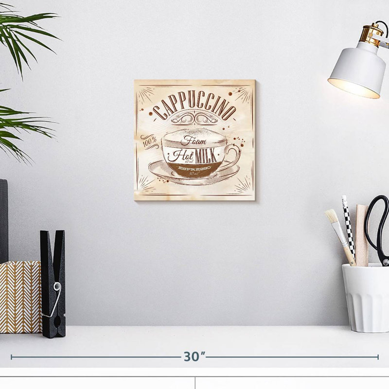 Cappuccino Cafe Poster Wall Sign, 10" H x 10" W