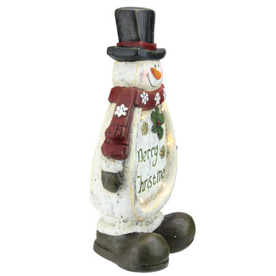 Décoration de table bonhomme de neige patinée à DEL 14,5 po