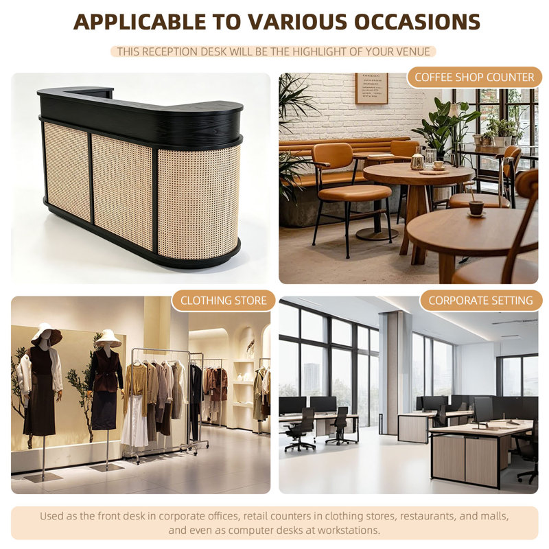 Bureau d'accueil vintage avec rangement, comptoir multifonctionnel pour bureaux, commerces, entreprises et zone d'enregistrement