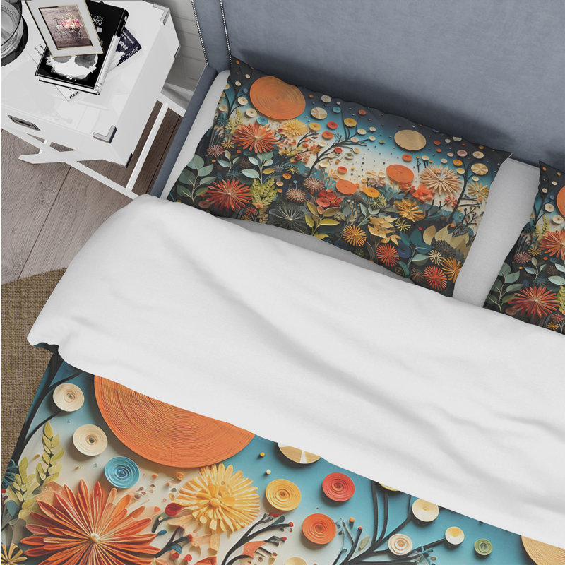 Ensemble de housse de couette orange Mid Century Natures Harmony III - Abstract Midcentury