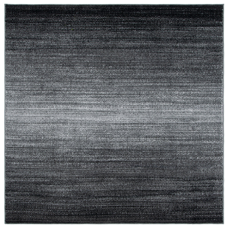 Difranco Machine Made Power Loom Polypropylene Area Rug in Dark Gray/Light Gray, Square 6'