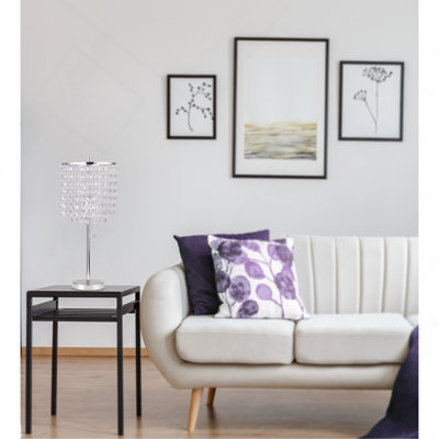 19"H Chrome Crystal Inspired Pull Table Lamp