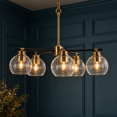 5-Light Dimmable Wagon Wheel Drum Chandelier