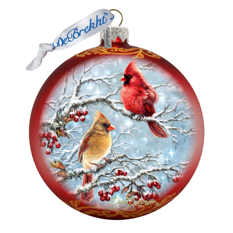 Ornement boule d’hiver cardinals