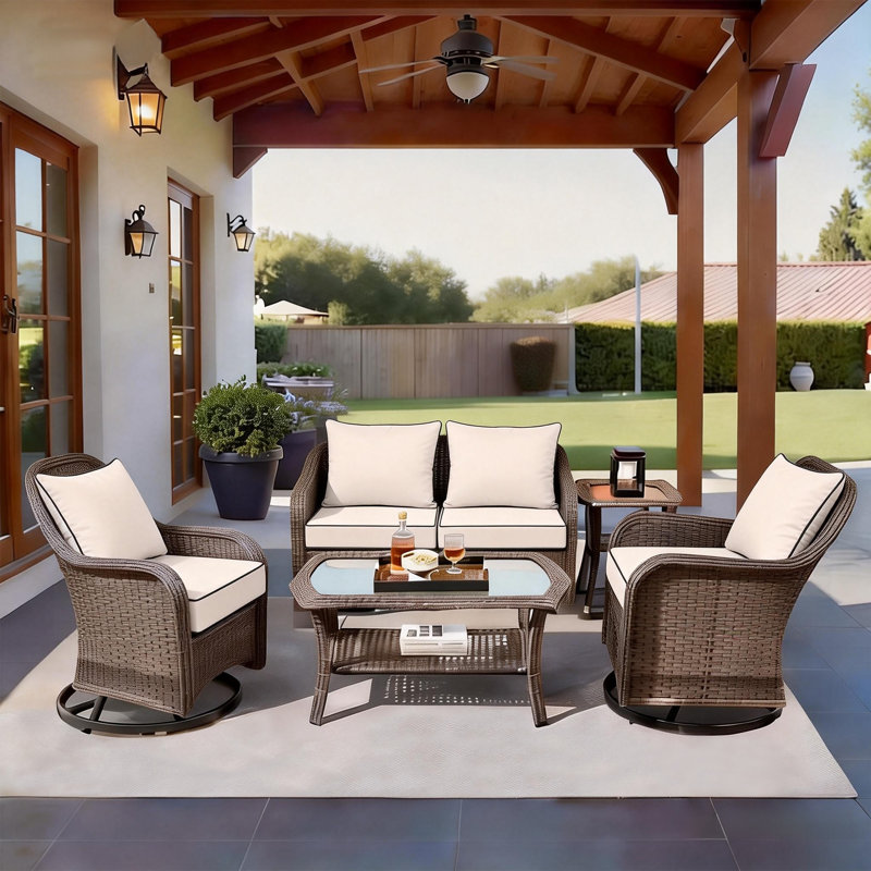 24 x 24 In Patio Furniture Cushions set of 4, Fade Resistant Outdoor Seat Cushions with 4 pairs of Ties, Deep Seat Cushion for Seat Patio Chairs, Rattan Furniture, Wicker Seating, outdoor Adirondack Chair,Beige