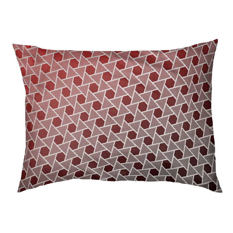 Coussin décoratif à triangles hexagonaux Rainbow, Petit (L 18 po x l 28 po), Noir et rouge