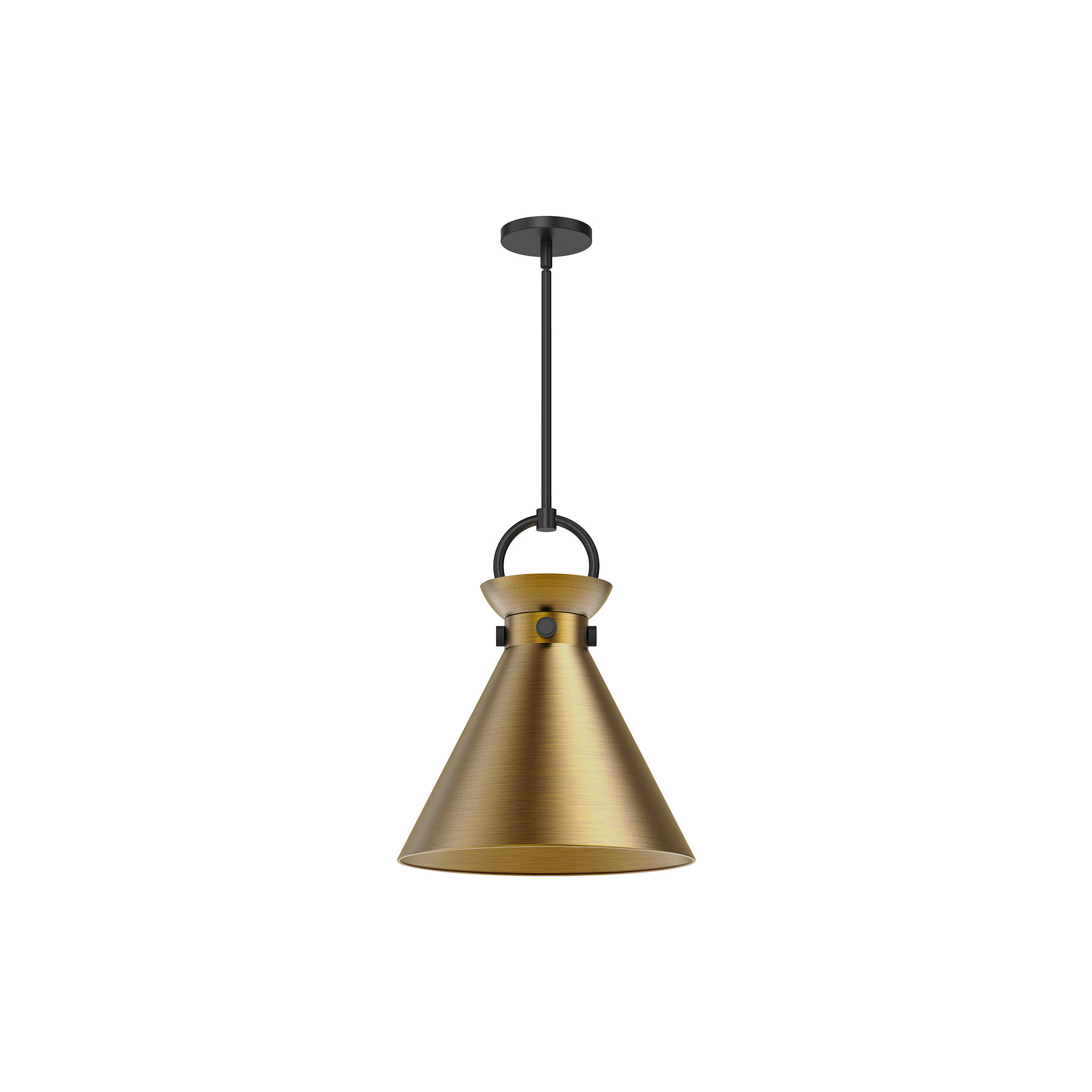 Tiney Single Light Metal Steel Pendant, Matte Black, 17" H x 14" W x 14" D, Gold