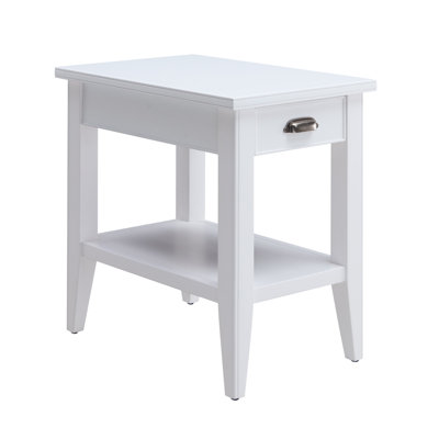 Solid + Manufactured Wood Narrow End Table with Drawer