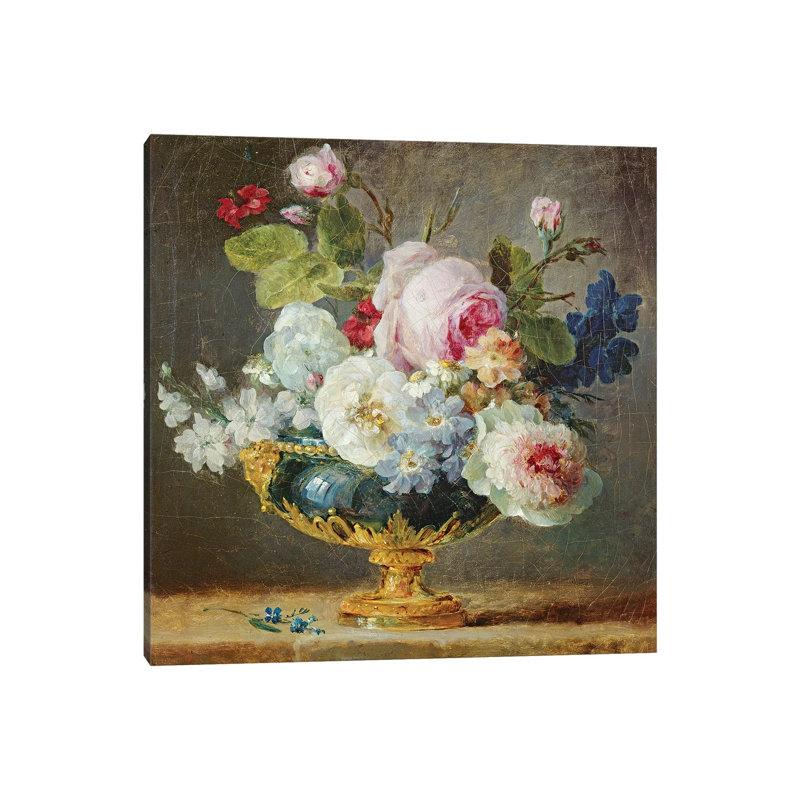 Flowers In A Blue Vase, 1782 by Anne Vallayer-Coster - Wrapped Canvas Painting, 30.48cm H x 30.48cm W x 1.905cm D