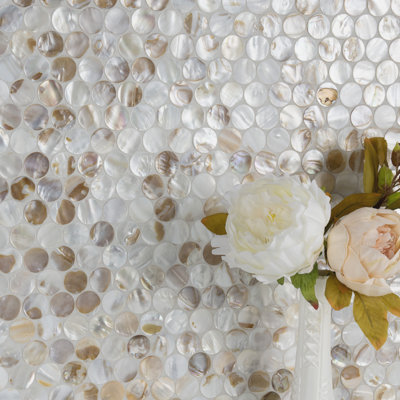 Carreau de mosaïque murale coquille naturelle Conchella Penny 11-1 / 4 "x 11-5 / 8"
