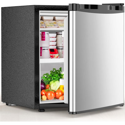 Compact Refrigerator,1.6 Cu.Ft Single Door Small Fridge,With Removable Glass Shelf and Adjustable Thermostat,for Dorm,Office,Apartment,SILVER