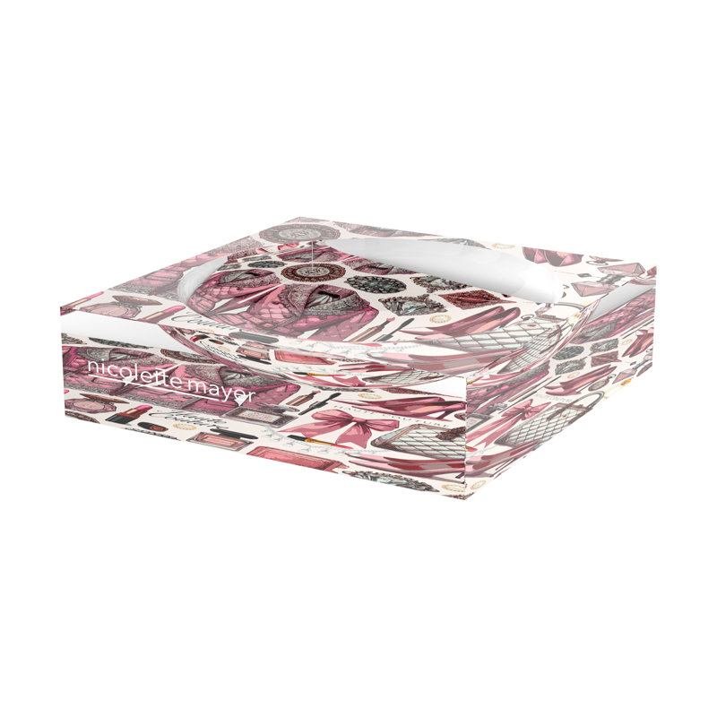 Bougie Haute Couture Square Abstract Decorative Tray, 8"W x 8"D x 2"H