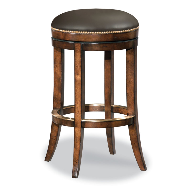 Woodford Swivel Upholstered Counter Stool, Cocoa Leather/Bordeaux Frame, Bar Stool (31” Seat Height)