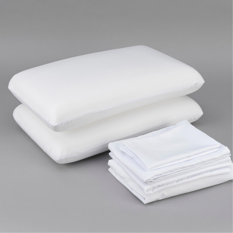 Refroidissement avec literie HEIQ pour grand lit: oreillers en mousse viscoélastique, ensemble de draps, protège-matelas