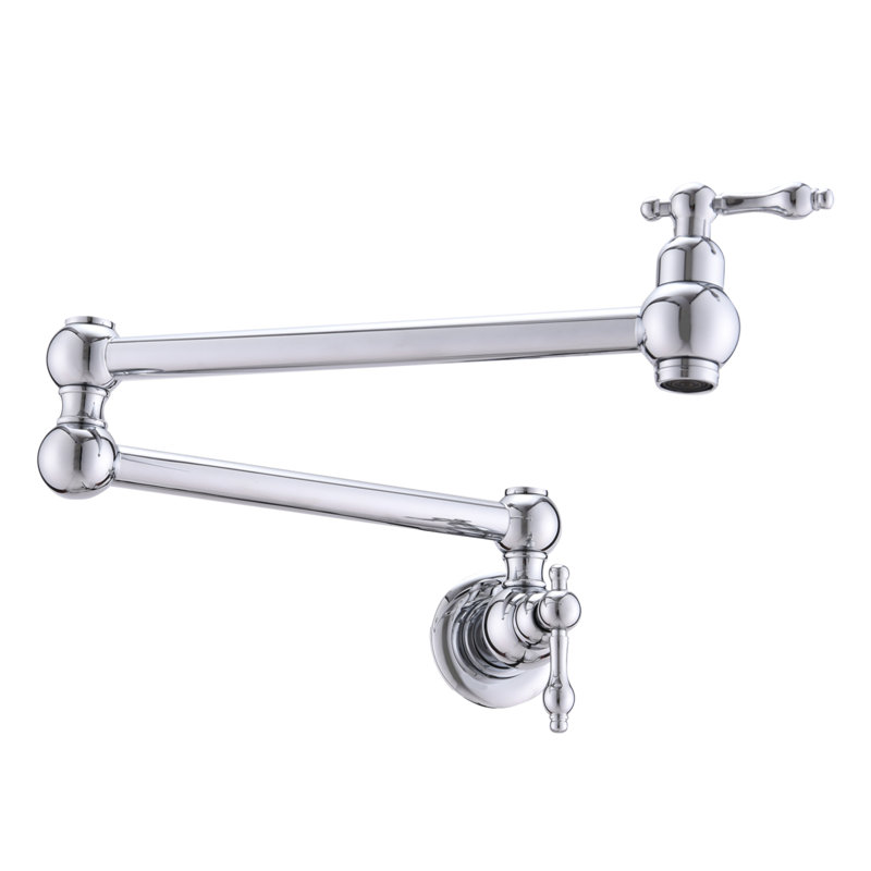 Pot Filler Faucet Wall Mount,With Double Joint Swing Arms, Chrome