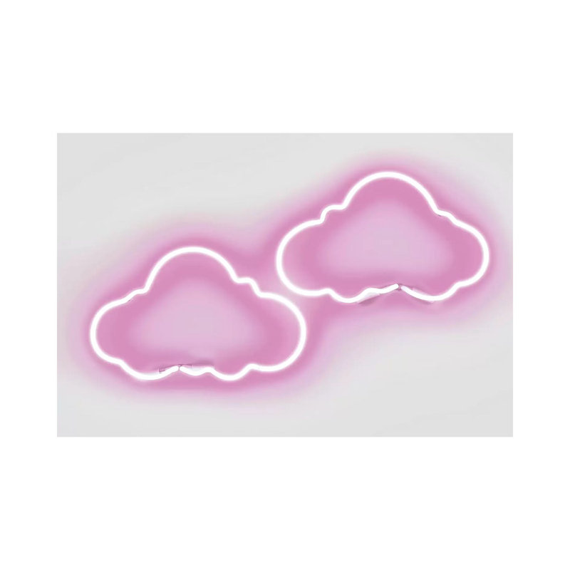 Neon Clouds Pink On White by Hailey Carr - Wrapped Canvas Print, 20.32 cm H x 30.48 cm W