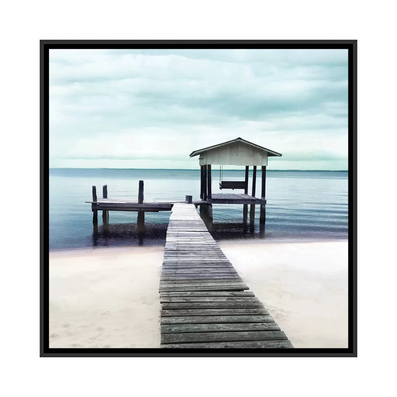 « pacifique place », impression sur toile, H 18 po x l 18 po x P 1,5 po, Toile avec cadre noir, Pas de tapis