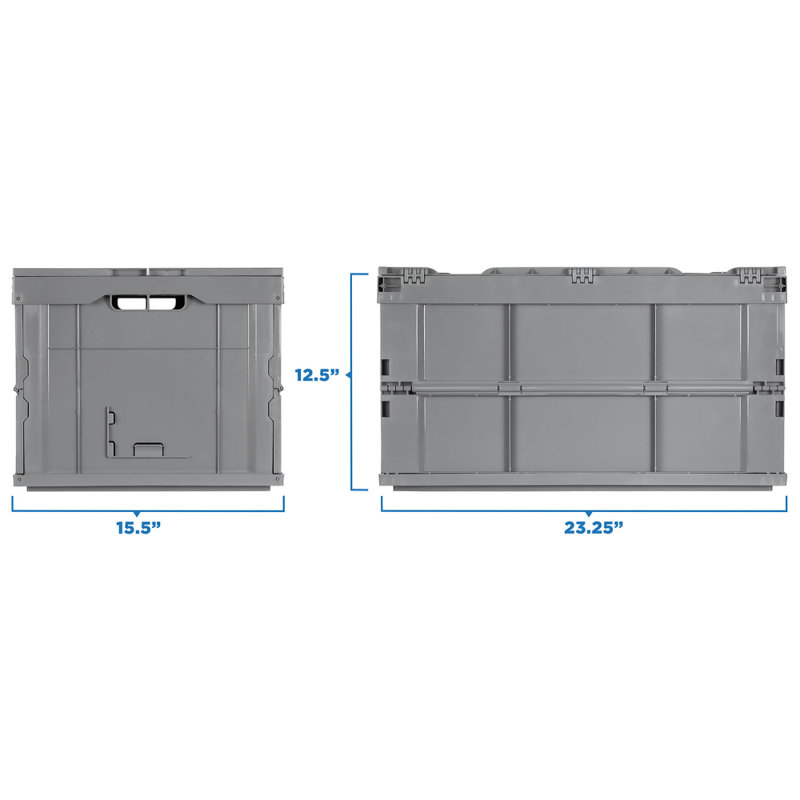 Mount-It! Collapsible Plastic Storage Crate, Folding Utility Distribution Container w/ Attached Lid