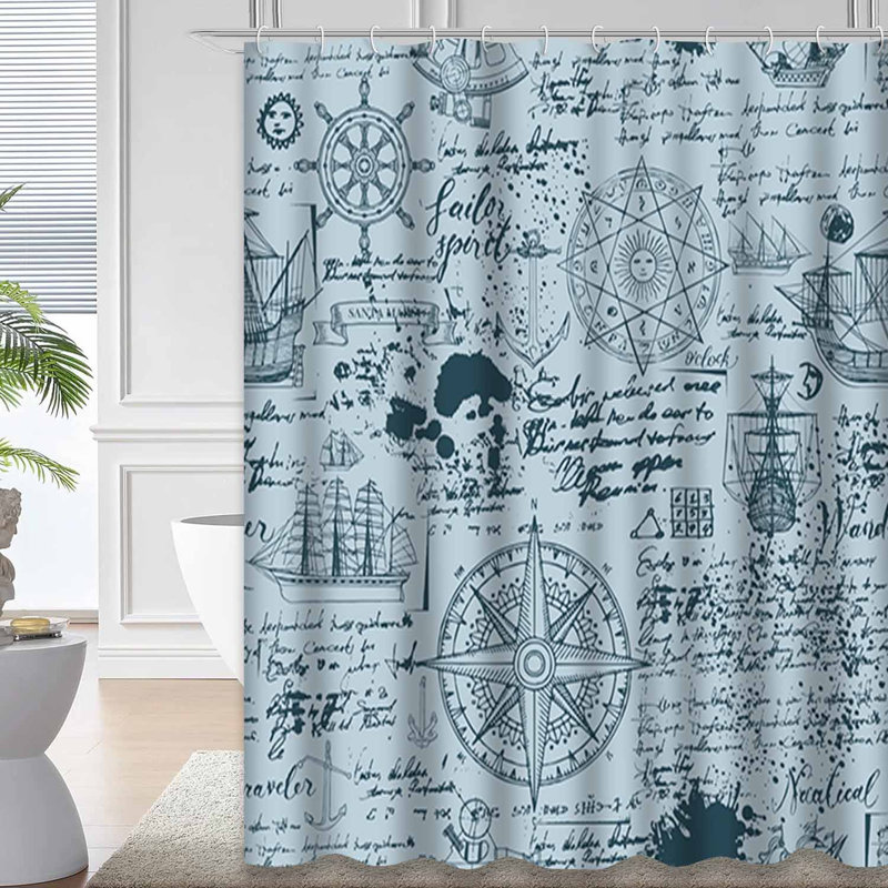 Rideau de douche imperméable à l'eau avec 12 crochets, 72" L x 72" W