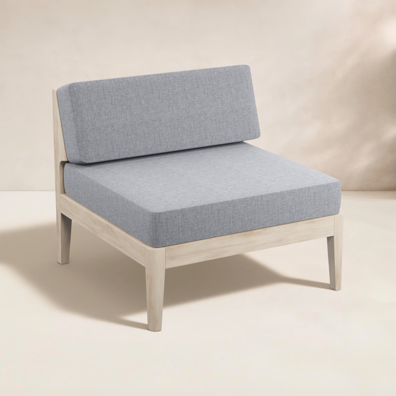 Chaise d'extérieur sans accoudoirs avec coussins 30 po Deloris Acacia, Naturel