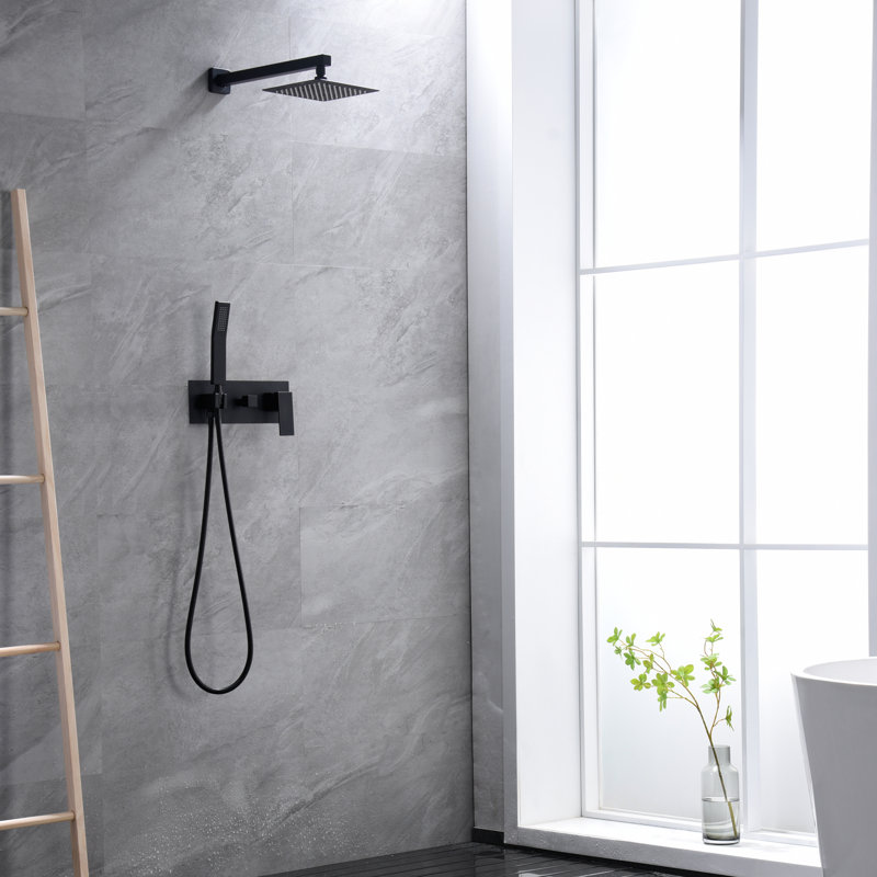 Complete Shower System with Rough in-Valve, Matte Black