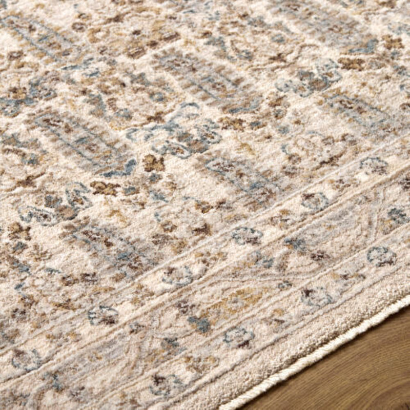 Tapis tissé à la machine Farshad, Gris / taupe / gris clair, Rectangle 6 pi 7 po x 9 pi 6 po