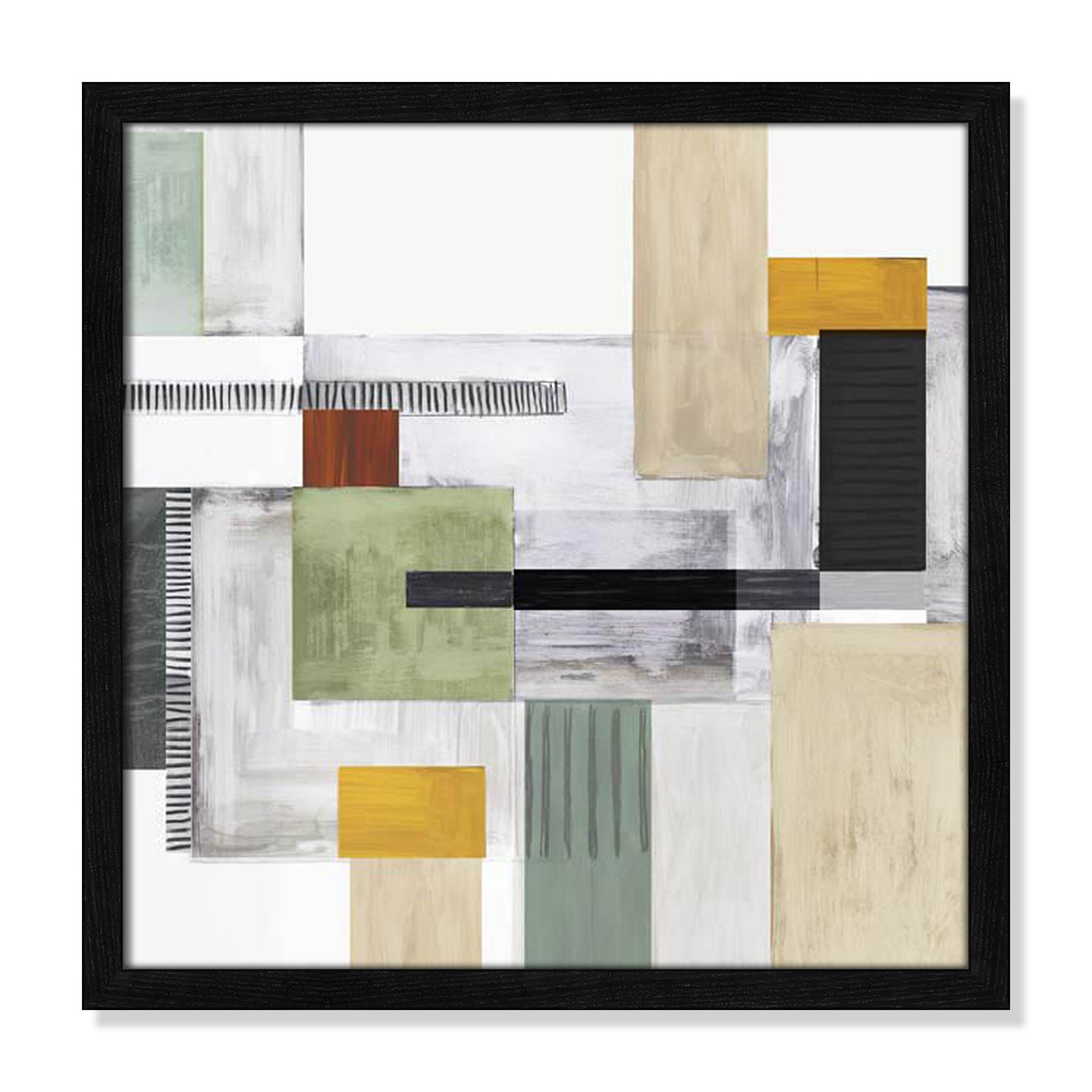 Playful Blocks Print, Black Slim Framed, 17" H x 17" W x 0.75" D