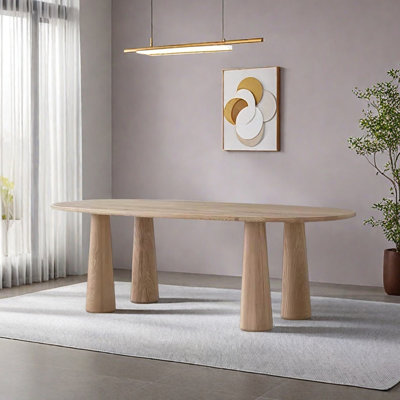 Table multifonctionnelle ovale en bois de frêne durable