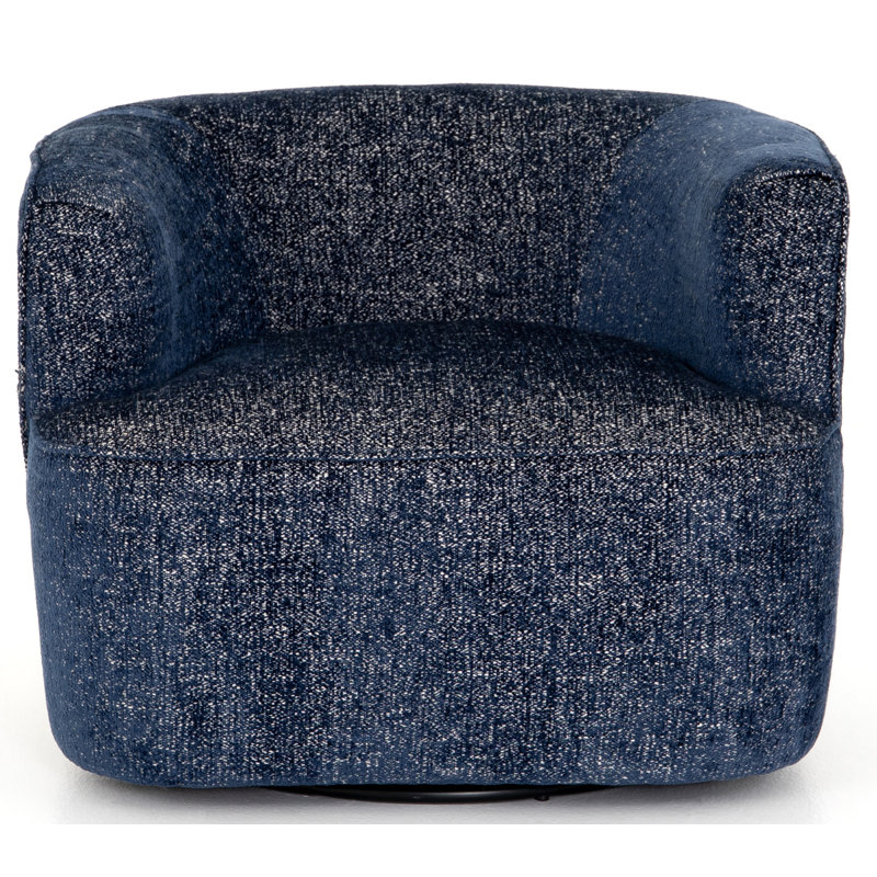 Mila Swivel Barrel Chair, Comal Azure Performance Textured Weave
