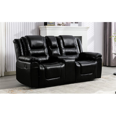 Fauteuil inclinable manuel 2 places avec boîte de rangement et deux porte-gobelets