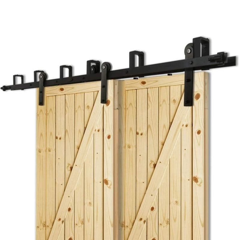 Ensemble de quincaillerie de porte de grange double (double dérivation (porte de grange non incluse), 108 po