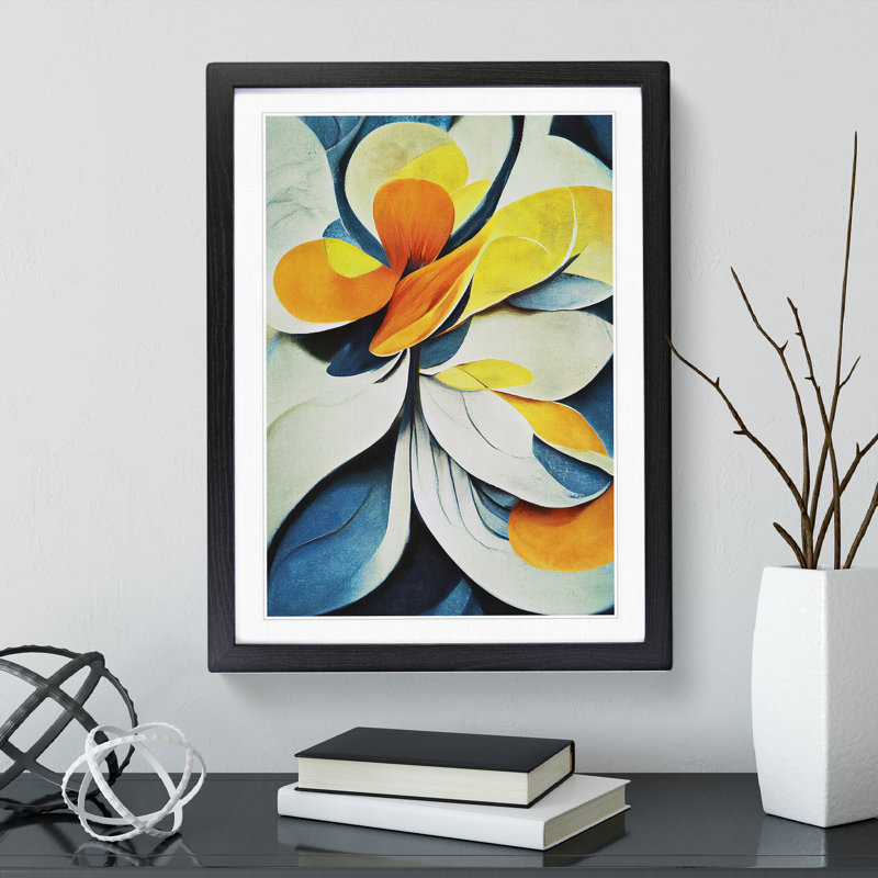 Amazing Abstract Flowers No.5 - Single Picture Frame Painting, 64cm H x 46cm W x 2cm D, Black 