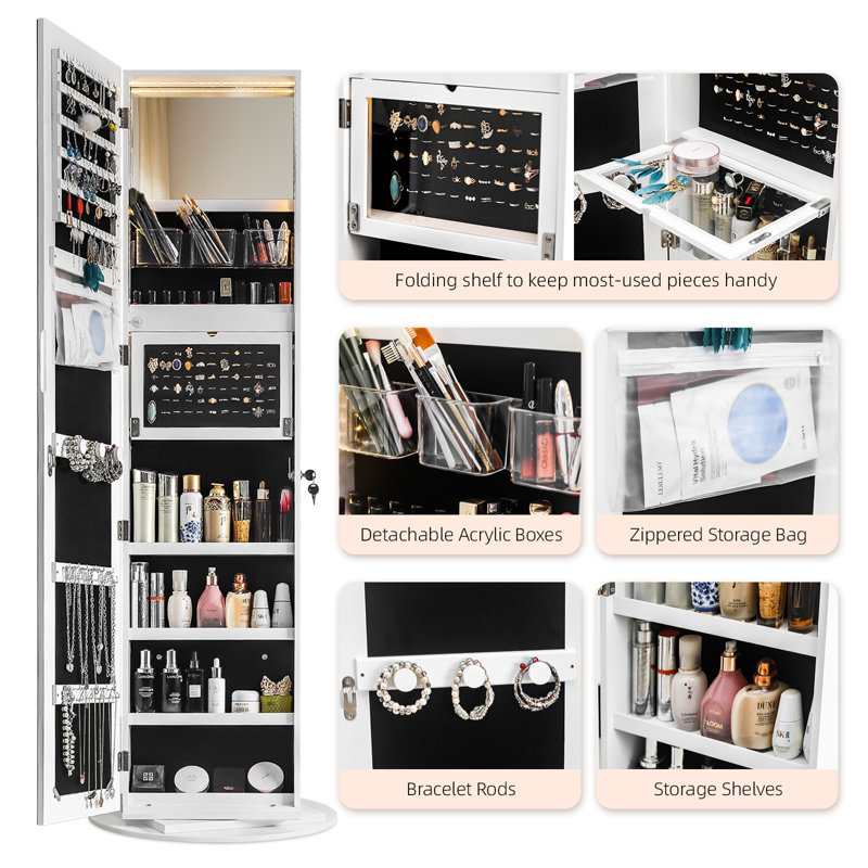 Armoire à bijoux avec miroir Aken