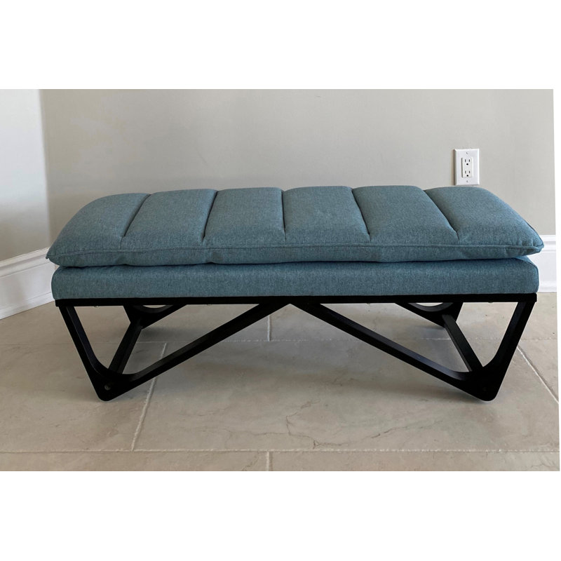 Banc en bois SEAT4U Kenhorst, Noir, Bleu clair