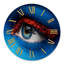 Horloge murale moderne œil féminin avec peinture bleue sur le visage et boules rouges-60280710
