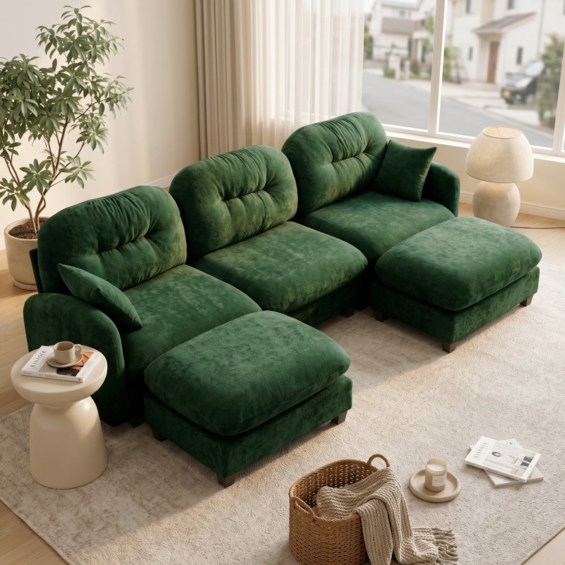 Upholstered Sectional, 3 Seat+2 Ottoman
