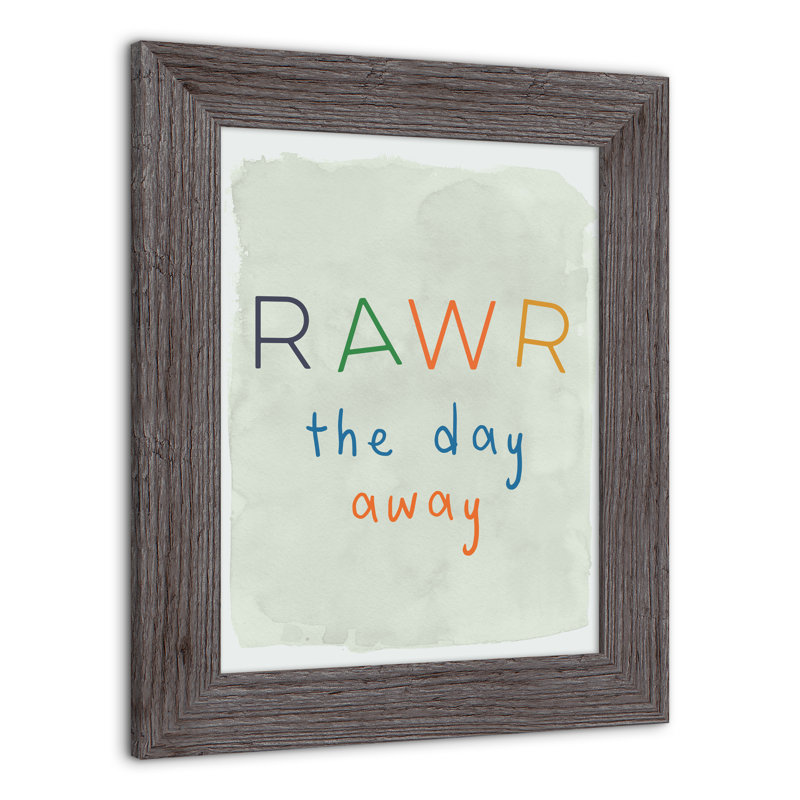 Roar The Day Away, art encadré, Cadre gris, H 14 po x l 11 po x P 0,75 po