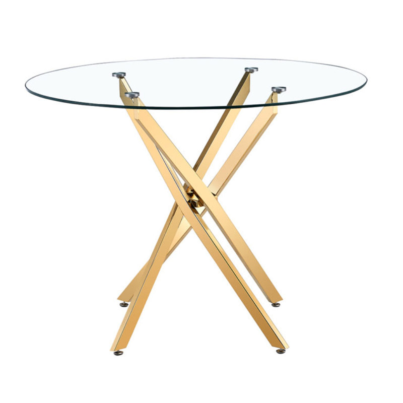 Table en verre etoile dorée, Or, L 36 po x L 36 po