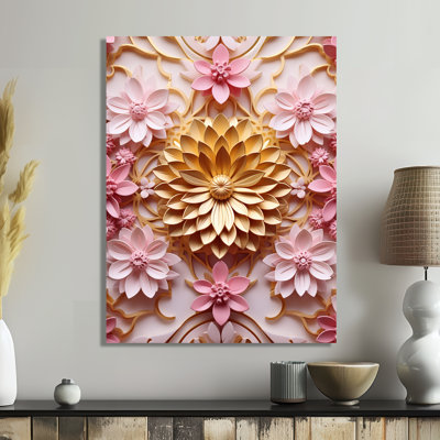 Or rose lotus ornemental Essence - impression d'art mural Mandala Boho