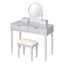 Ensemble de coiffeuse de luxe avec miroir rond, hauteur réglable, coiffeuse, 4 tiroirs et tabouret-2047396880