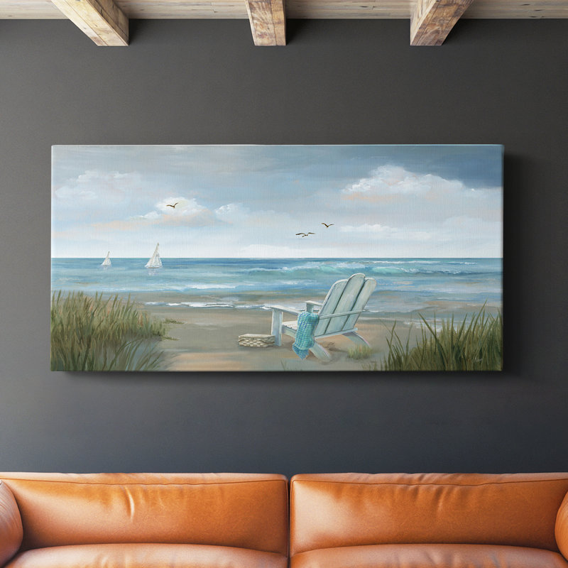 Vue sur la mer - Toile tendue avec châssis - Prêt à accrocher, H 16 po x l 32 po