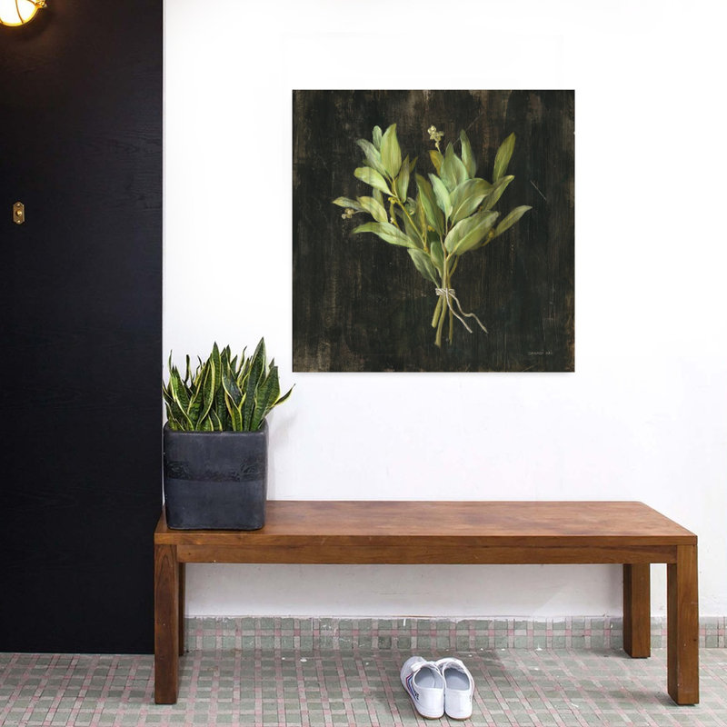 Art contemporain herbes rustiques iv avec bouquet d'herbes noires, H 32 po x l 32 po