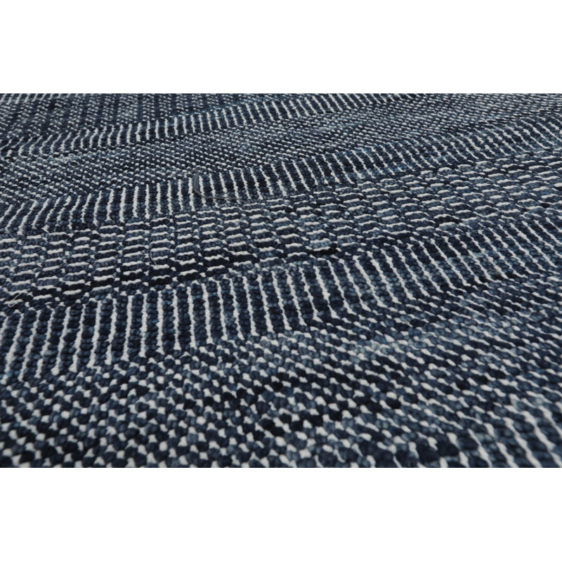 Tapis oriental en laine et en soie noué à la main KPSI Latitude Run® 10 po x 14 po bleu, blanc