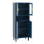 Armoire de rangement haute avec 2 portes vitrées et 2 portes, grande armoire de cuisine avec poignées dorées-1050952642