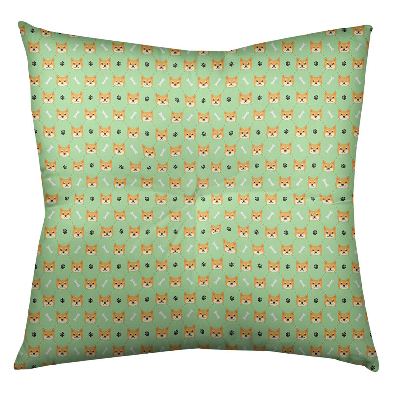Coussin de sol Katelyn Elizabeth Shiba Inu, 26 po x 26 po, Vert menthe / brun