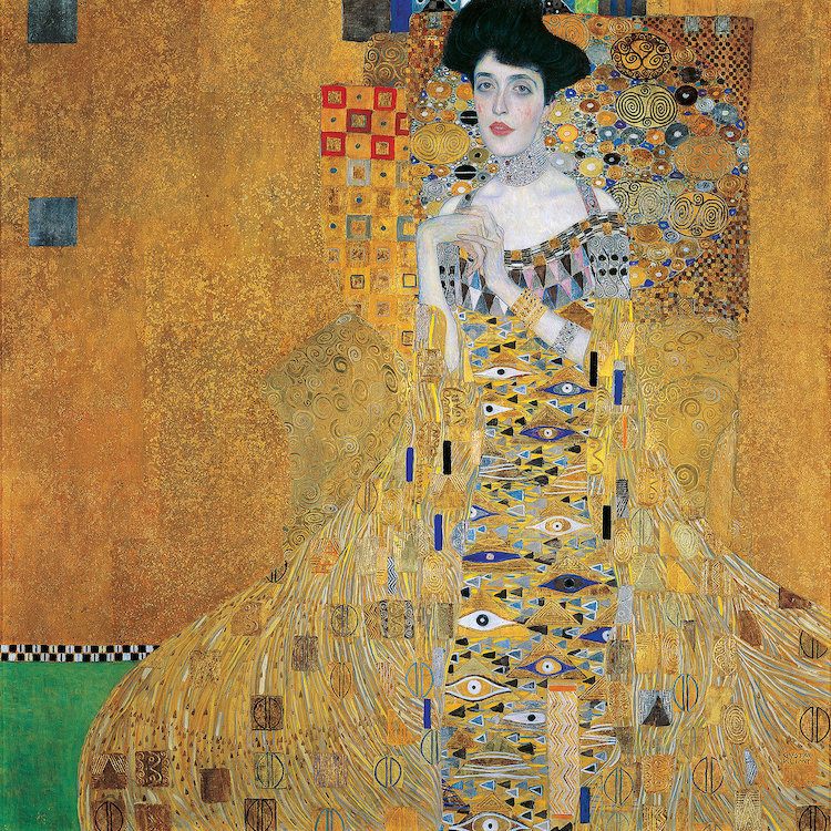 « portrait of adele bloch-bauer i, 1907 » par gustav klimt,, reproduction d’art sur toile, H 18 po x l 18 po x p 1,5 po