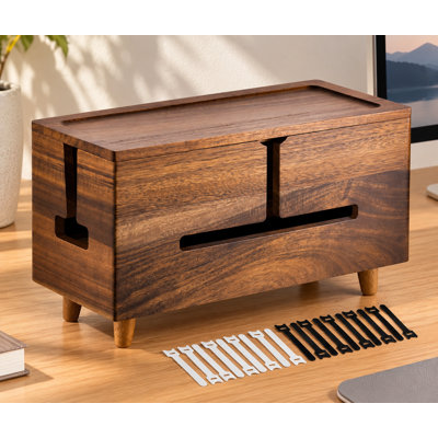 Brown Wood Large Cable Management Box